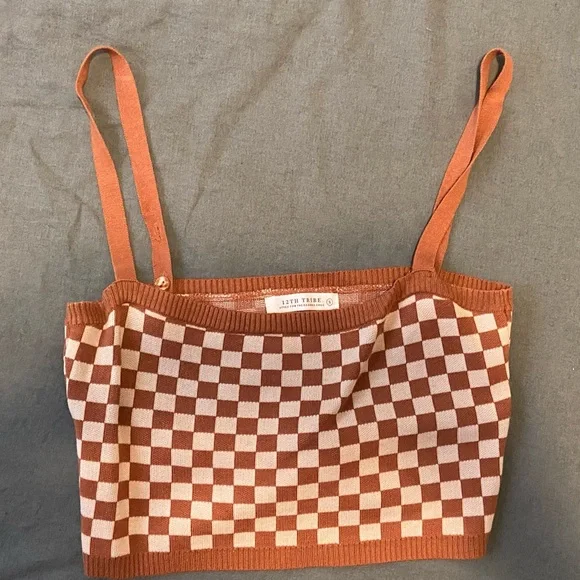 12th Tribe Checkered Crop Top - Picture 1 of 4